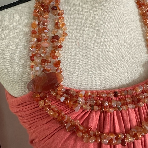 SKY Coral Red Stone Embellished Trim Halter Tank Bohemian - AS IS - Picture 5 of 10